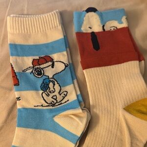 Snoopy Themed Women’s Socks - Blue and Red